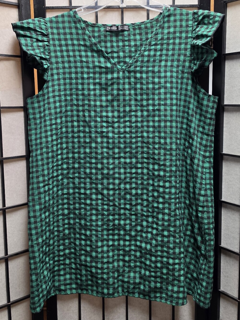 🖤 Green Gingham Plaid Dress Juniors L Womens M